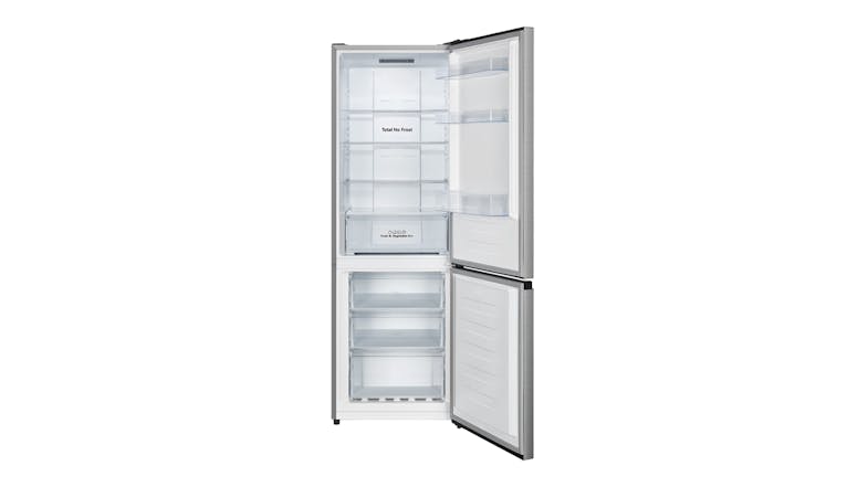 An open fridge with an empty fridge and three freezer drawers An open fridge with an empty fridge and three freezer drawers