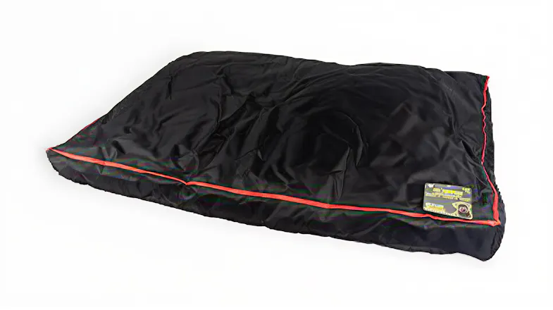 Rectangular black waterproof pet mattress with white trim Rectangular black waterproof pet mattress with white trim