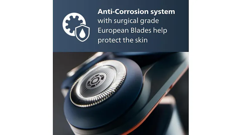 An infographic that showcases the shaver's anti corrosion system An infographic that showcases the shaver's anti corrosion system