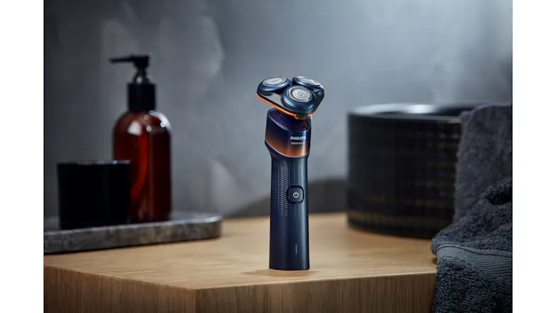 A view of the shaver displayed on a modern desk A view of the shaver displayed on a modern desk