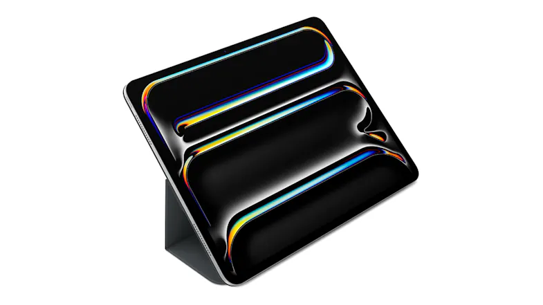 Apple Smart Folio folded into a high-angle stand for viewing content on an iPad Pro 13-inch Apple Smart Folio folded into a high-angle stand for viewing content on an iPad Pro 13-inch