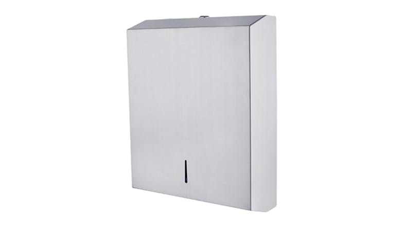 Front view of the MyWashroom wall-mounted paper towel dispenser Front view of the MyWashroom wall-mounted paper towel dispenser