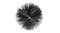 A front-on circular view of a black nylon gutter brush showing dense outward‑spreading bristles A front-on circular view of a black nylon gutter brush showing dense outward‑spreading bristles