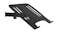 Close-up of a black metal laptop tray mounted on an adjustable arm Close-up of a black metal laptop tray mounted on an adjustable arm