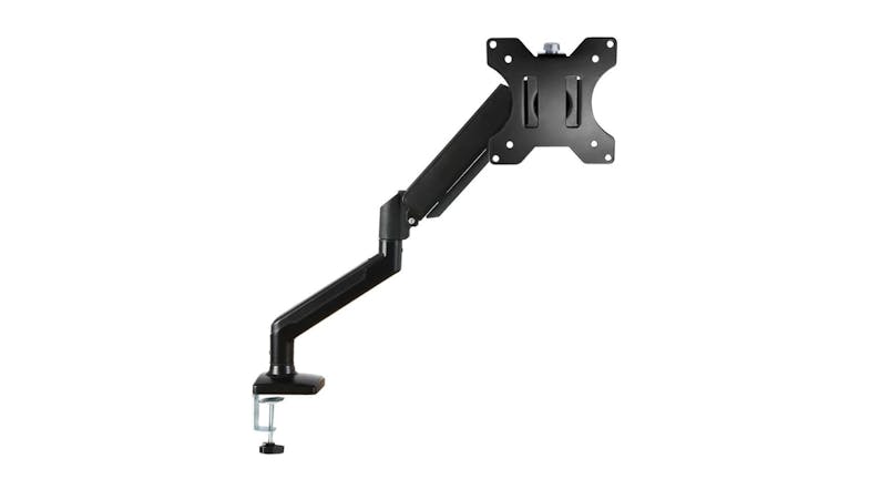 Black adjustable single‑arm VESA monitor mount with clamp base Black adjustable single‑arm VESA monitor mount with clamp base