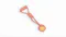 A single-knotted Fluff n' Stuff cotton rope dog toy featuring a loop handle and a woven ball end in orange and yellow A single-knotted Fluff n' Stuff cotton rope dog toy featuring a loop handle and a woven ball end in orange and yellow