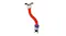 Long striped dog toy with a cartoon dog head and a blue, fluffy, crunchy section at the bottom Long striped dog toy with a cartoon dog head and a blue, fluffy, crunchy section at the bottom
