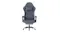 Front view of a grey ergonomic office chair showcasing the headrest, contoured lumbar support, and padded armrests Front view of a grey ergonomic office chair showcasing the headrest, contoured lumbar support, and padded armrests
