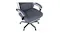 Top-down view of a grey cushioned office chair seat and matching padded armrests Top-down view of a grey cushioned office chair seat and matching padded armrests