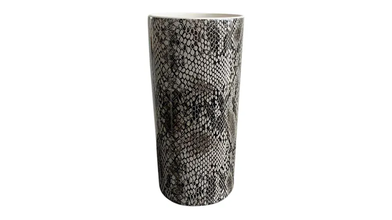 A view of the Viola Black & White Snake Skin Dolomite Vase A view of the Viola Black & White Snake Skin Dolomite Vase