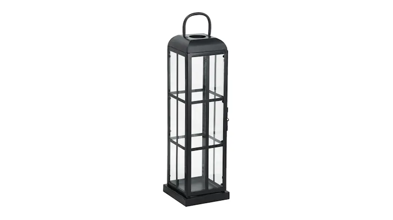 A view of the Tuscan Black Lantern Iron & Glass Candle Holders A view of the Tuscan Black Lantern Iron & Glass Candle Holders