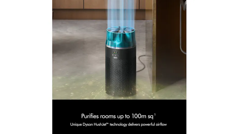 An infographic that explains how the unit can purify rooms as big as 100 square metres An infographic that explains how the unit can purify rooms as big as 100 square metres