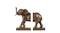 Two gold polyresin bookends shaped as the front and back halves of an elephant, positioned side by side Two gold polyresin bookends shaped as the front and back halves of an elephant, positioned side by side