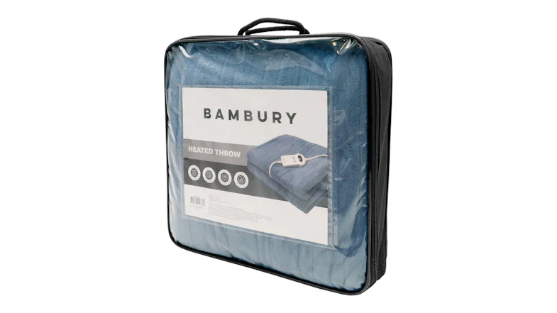 A view of the Blue Heated Throw by Bambury A view of the Blue Heated Throw by Bambury