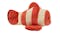 Side profile of the orange clownfish plush with bright stripes Side profile of the orange clownfish plush with bright stripes
