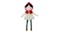 Standing view of the red hood doll with long green legs Standing view of the red hood doll with long green legs