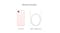 “What's in the Box” graphic showing the soft pink iPhone 17e beside the included white USB‑C charging cable “What's in the Box” graphic showing the soft pink iPhone 17e beside the included white USB‑C charging cable