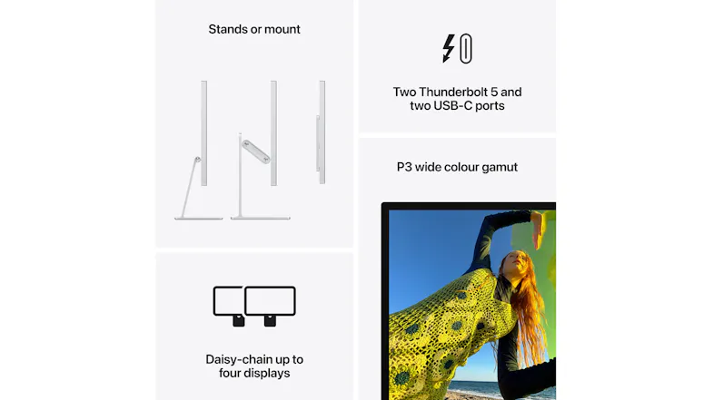 An infographic that explains the display’s numerous convenient features An infographic that explains the display’s numerous convenient features