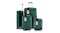 Four green BUON VIAGGIO hard‑shell suitcases in different sizes are displayed together Four green BUON VIAGGIO hard‑shell suitcases in different sizes are displayed together