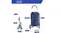 Size chart of a blue stair‑climbing shopping trolley showing folded and open dimensions with wheel measurements Size chart of a blue stair‑climbing shopping trolley showing folded and open dimensions with wheel measurements