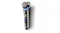 Angled side view of the sleek shaver showing its ergonomic textured grip Angled side view of the sleek shaver showing its ergonomic textured grip