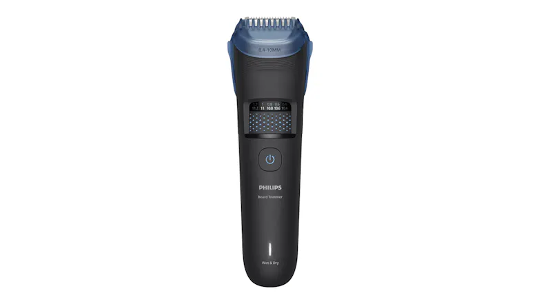 Beard trimmer with a blue head and settings from 04–106 mm Beard trimmer with a blue head and settings from 04–106 mm
