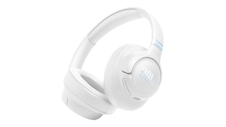 A white JBL Tune 780NC Adaptive Noise Cancelling Wireless Over-Ear Headphones A white JBL Tune 780NC Adaptive Noise Cancelling Wireless Over-Ear Headphones