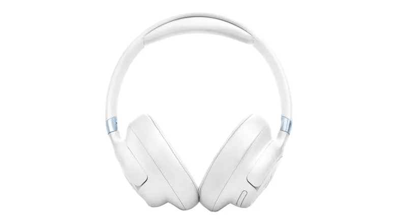 Front view of the JBL headphones with padded ear cups Front view of the JBL headphones with padded ear cups