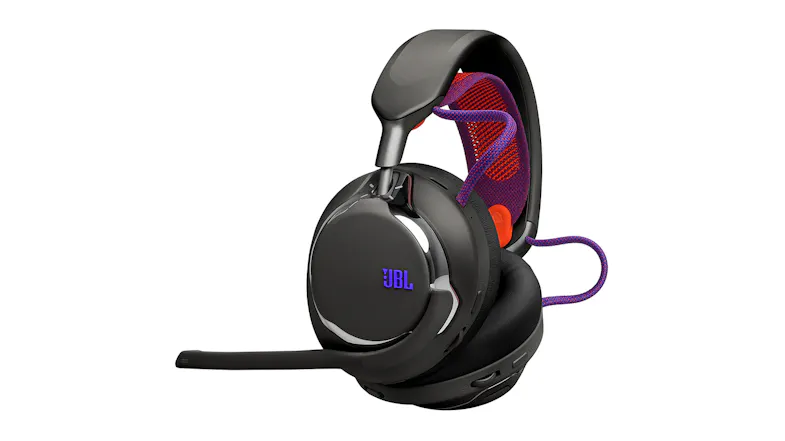 A black JBL Quantum 950 Adaptive Noise Cancelling Gaming Wireless Over-Ear Headset A black JBL Quantum 950 Adaptive Noise Cancelling Gaming Wireless Over-Ear Headset