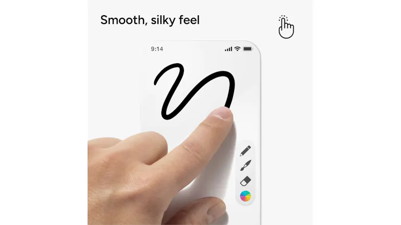 Finger gliding smoothly across a phone screen with a doodle Finger gliding smoothly across a phone screen with a doodle