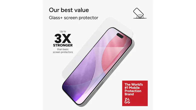 Promotional graphic of screen protector with "Up to 3X stronger" text Promotional graphic of screen protector with "Up to 3X stronger" text