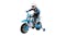 A child riding a blue kids’ dirt bike with training wheels, wearing full riding gear A child riding a blue kids’ dirt bike with training wheels, wearing full riding gear