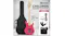 Pink children’s electric guitar with gig bag, small amp, and bonus accessories displayed Pink children’s electric guitar with gig bag, small amp, and bonus accessories displayed