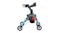 Side view of blue Auswheel rollator walker showing storage pocket, seat, backrest, and four sturdy wheels Side view of blue Auswheel rollator walker showing storage pocket, seat, backrest, and four sturdy wheels