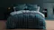 Hudson Teal Duvet Cover Set with a bold geometric design, shown in a styled bedroom Hudson Teal Duvet Cover Set with a bold geometric design, shown in a styled bedroom