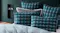 Close-up view of the Hudson Teal Duvet Cover Set, highlighting the pillowcases and geometric pattern Close-up view of the Hudson Teal Duvet Cover Set, highlighting the pillowcases and geometric pattern
