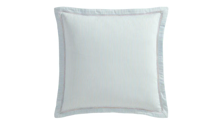 Coastal blue striped Liyana European pillowcase with decorative stitched detailing Coastal blue striped Liyana European pillowcase with decorative stitched detailing