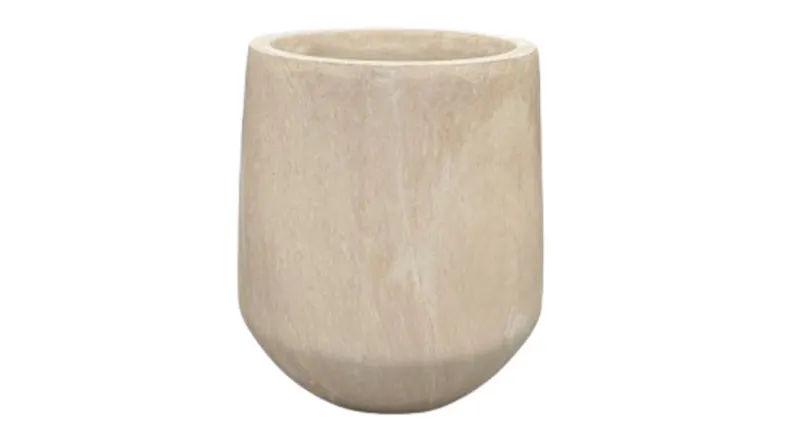 A Bower Beige Marble MGO Planter in a small size A Bower Beige Marble MGO Planter in a small size