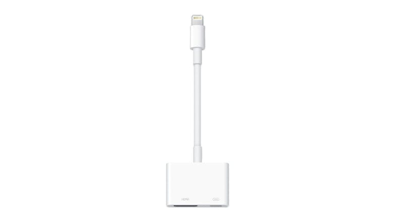 An Apple Lightning to Digital AV Multiport Adapter in sleek white colour An Apple Lightning to Digital AV Multiport Adapter in sleek white colour