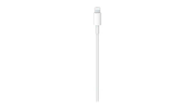 Vertical view of an Apple Lightning charging cable Vertical view of an Apple Lightning charging cable