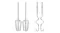 Two stainless steel beaters and two spiral dough hooks for the Kenwood QuickMix Go Two stainless steel beaters and two spiral dough hooks for the Kenwood QuickMix Go