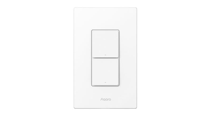 A front-angled view of the Aqara H2 Horizontal Smart Light Switch with 2 Buttons A front-angled view of the Aqara H2 Horizontal Smart Light Switch with 2 Buttons