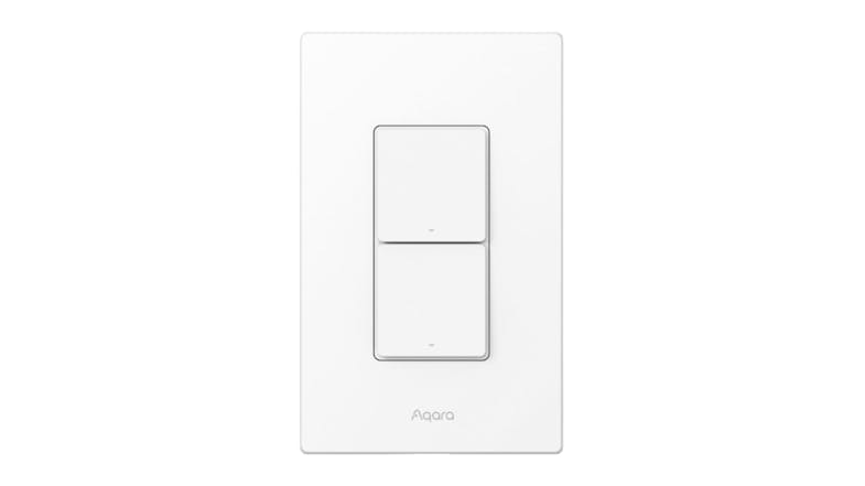 A front-angled view of the Aqara H2 Horizontal Smart Light Switch with 2 Buttons A front-angled view of the Aqara H2 Horizontal Smart Light Switch with 2 Buttons