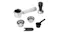 Collection of espresso machine accessories, including a tamper Collection of espresso machine accessories, including a tamper