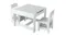 Bopeep Children's Furniture Set, featuring a white table and two chairs with grey storage bins Bopeep Children's Furniture Set, featuring a white table and two chairs with grey storage bins