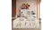 A view of the playpen with a kid playing inside while a mom is sitting on a sofa nearby A view of the playpen with a kid playing inside while a mom is sitting on a sofa nearby