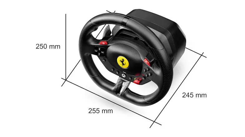 Thrustmaster racing wheel with labelled dimensions Thrustmaster racing wheel with labelled dimensions