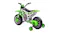 Angled view of the kidbot ride-on motorbike with training wheels Angled view of the kidbot ride-on motorbike with training wheels