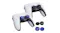 The thumb grips displayed beside two controllers with some attached to the analog sticks The thumb grips displayed beside two controllers with some attached to the analog sticks