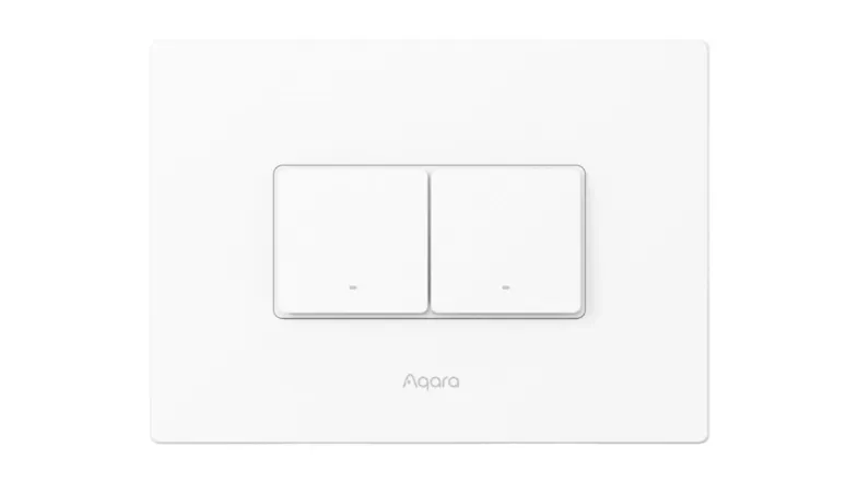 Front view of the Aqara H2 Horizontal Smart Light Switch with dual buttons Front view of the Aqara H2 Horizontal Smart Light Switch with dual buttons